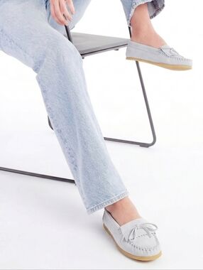 J CREW Womens Ladies Bow-Knot Moccasins Slip on Flat Loafers Comfort SIZE 8.5.